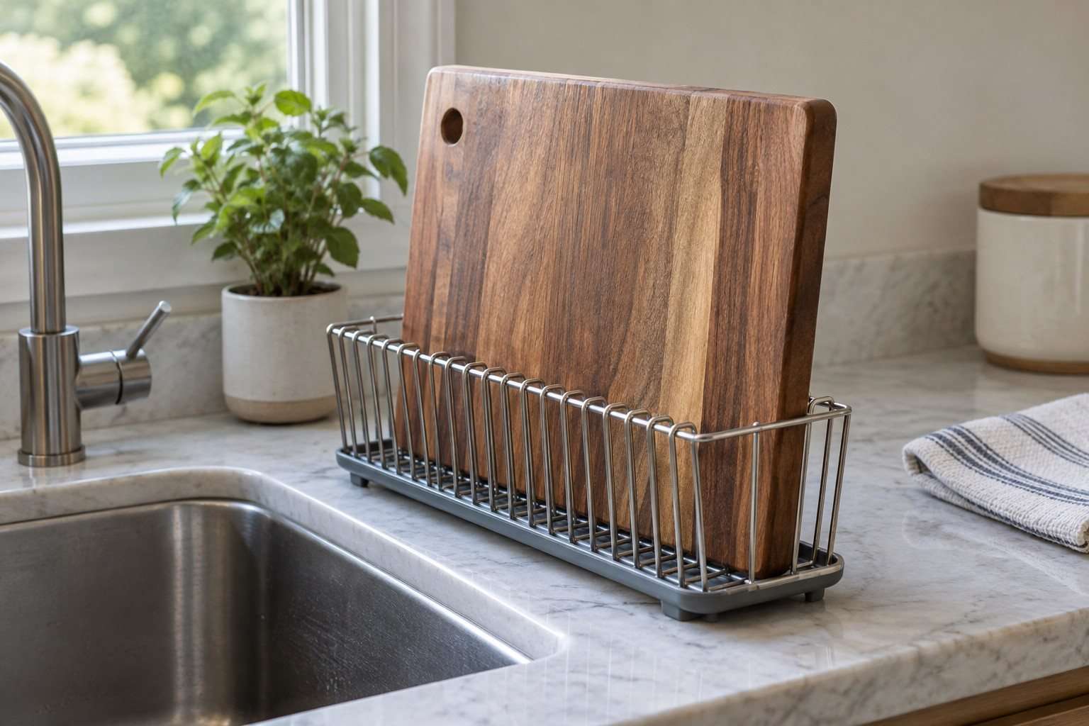 Tabla de madera colocada verticalmente para secarse al aire